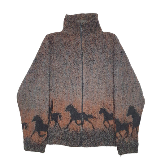 Womens Brown Bear Ridge Vintage 90s Made In USA Full Zip Jumper