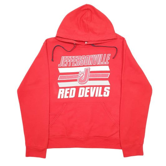 Womens Red Fruit Of The Loom Jefferson Red Devils Spellout Hoodie Jumper