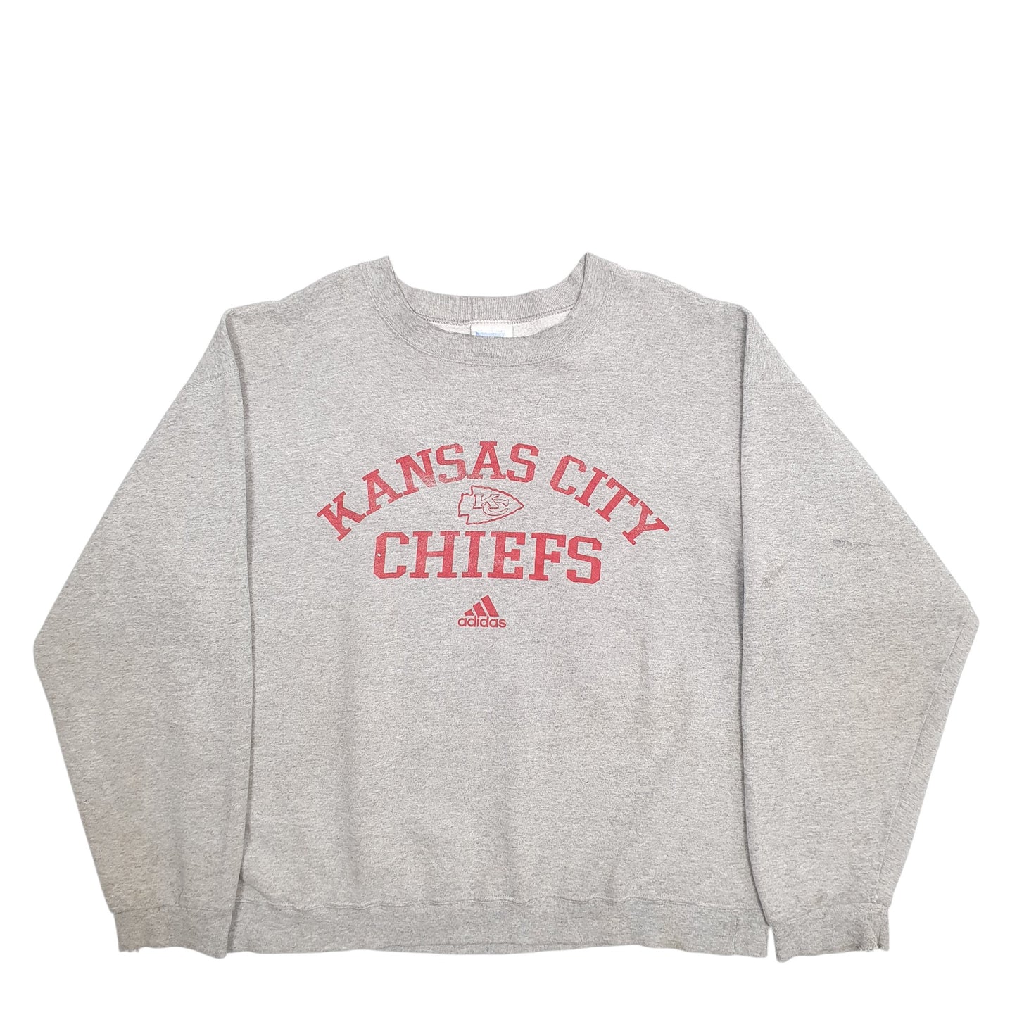 Mens Grey Adidas Kansas City Chiefs Football Crewneck Jumper