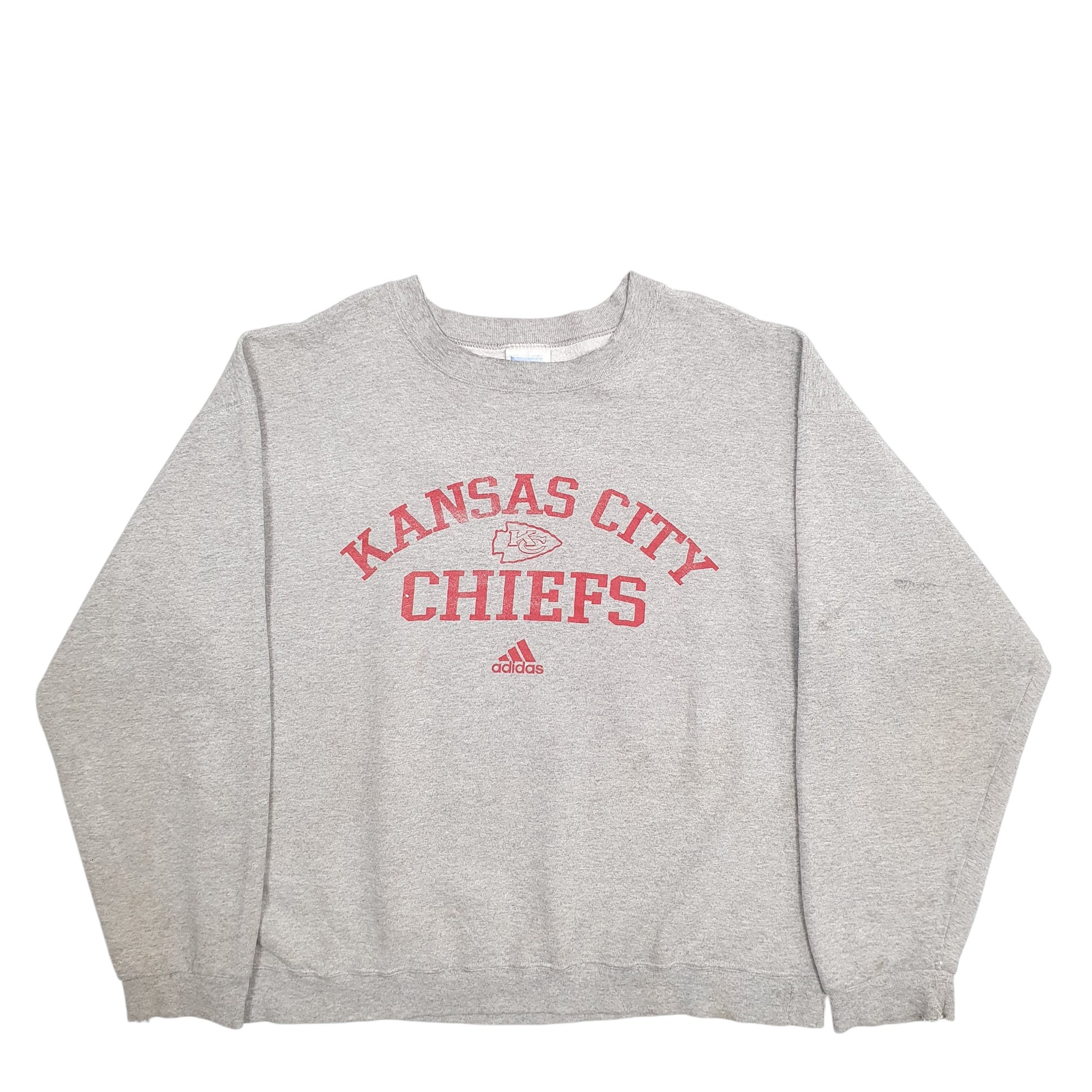 Mens Grey Adidas Kansas City Chiefs Football Crewneck Jumper