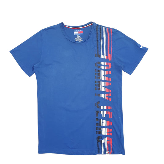 Mens Blue Tommy Hilfiger Spellout Short Sleeve T Shirt