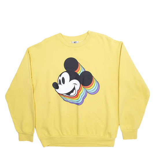 Mens Yellow Disney Mickey Mouse Crewneck Jumper