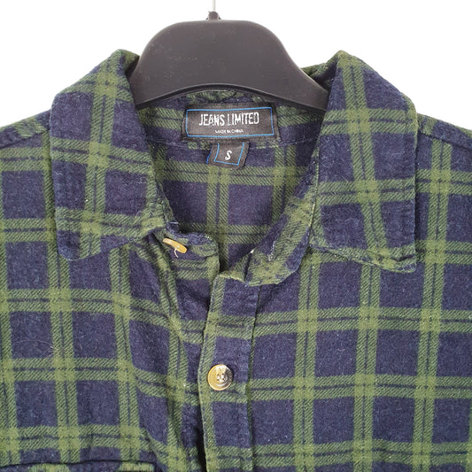 Mens Green Jeans Limited Flannel Overshirt Long Sleeve Shirt