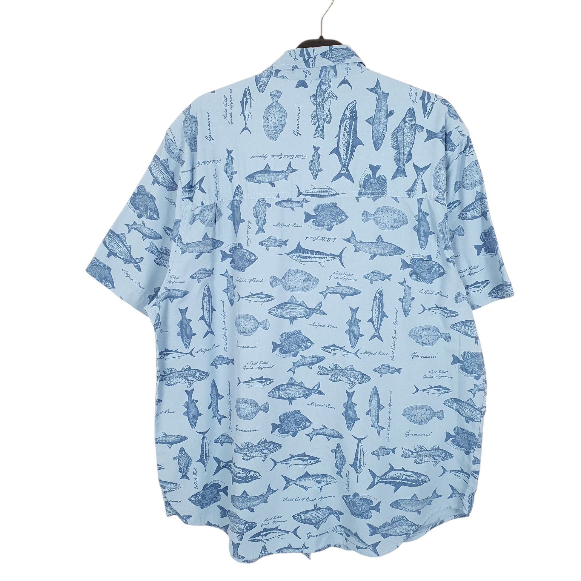 Mens Blue The American Outdoorsman Fish Fishing Camping Short Sleeve Shirt