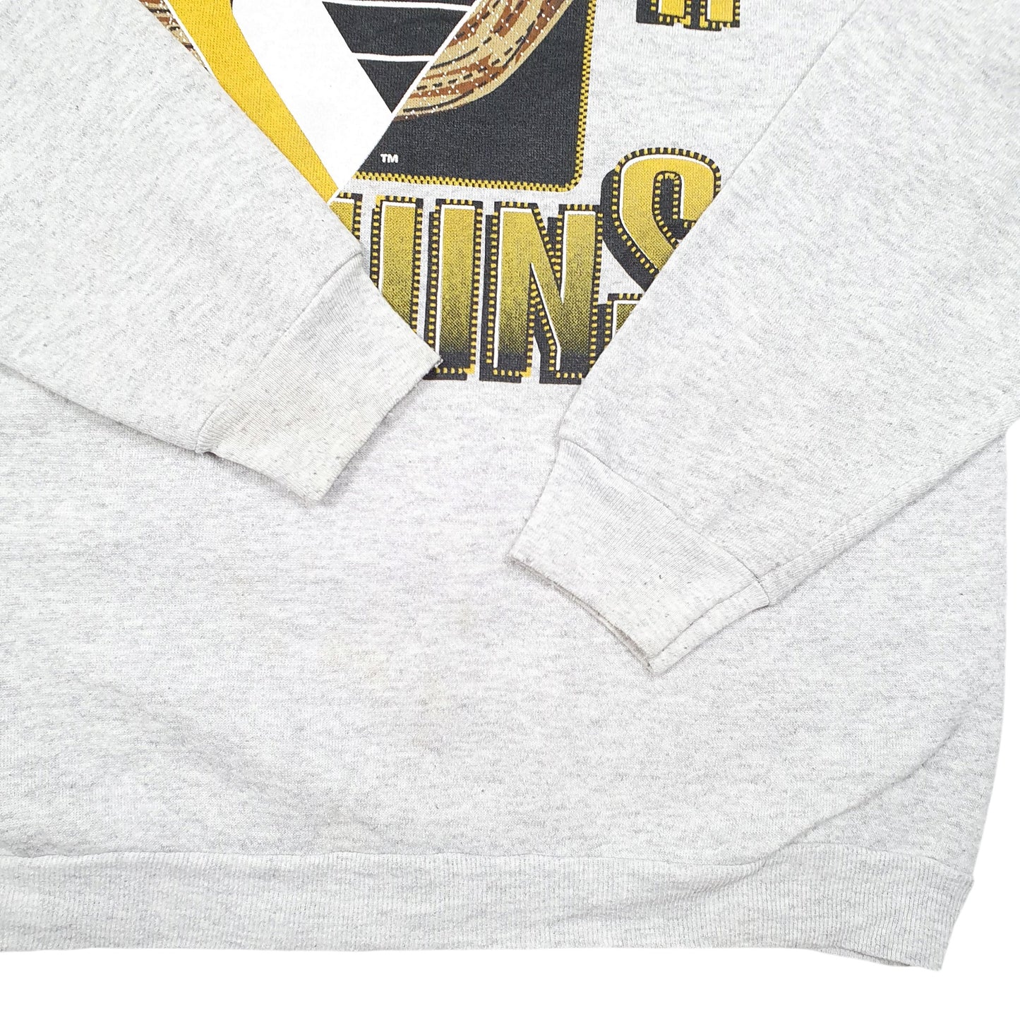 Mens Grey Logo 7 Vintage Pittsburgh Penguins Hockey NHL 90s Made In USA Crewneck Jumper