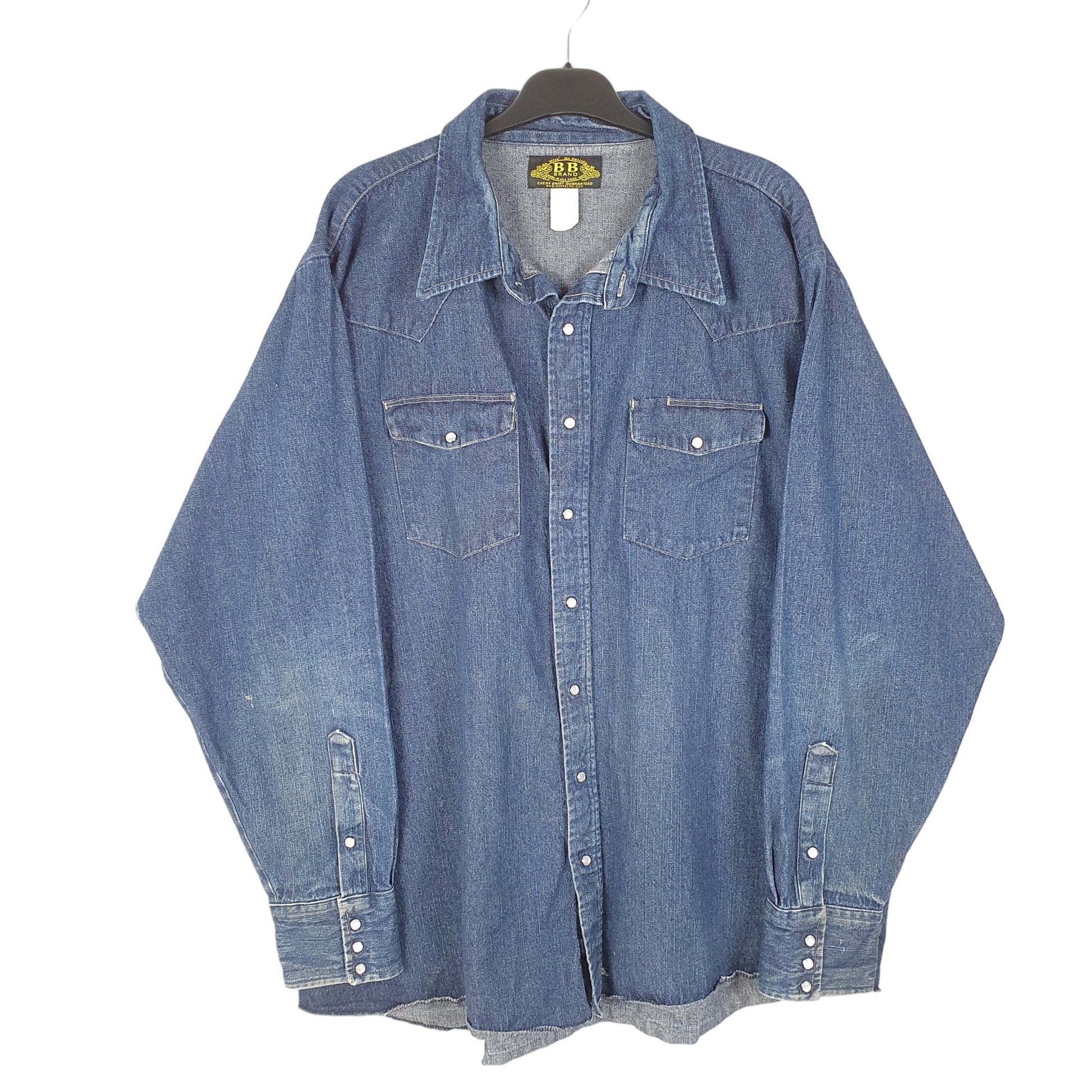 Mens Blue BB Brand Denim Western Long Sleeve Shirt