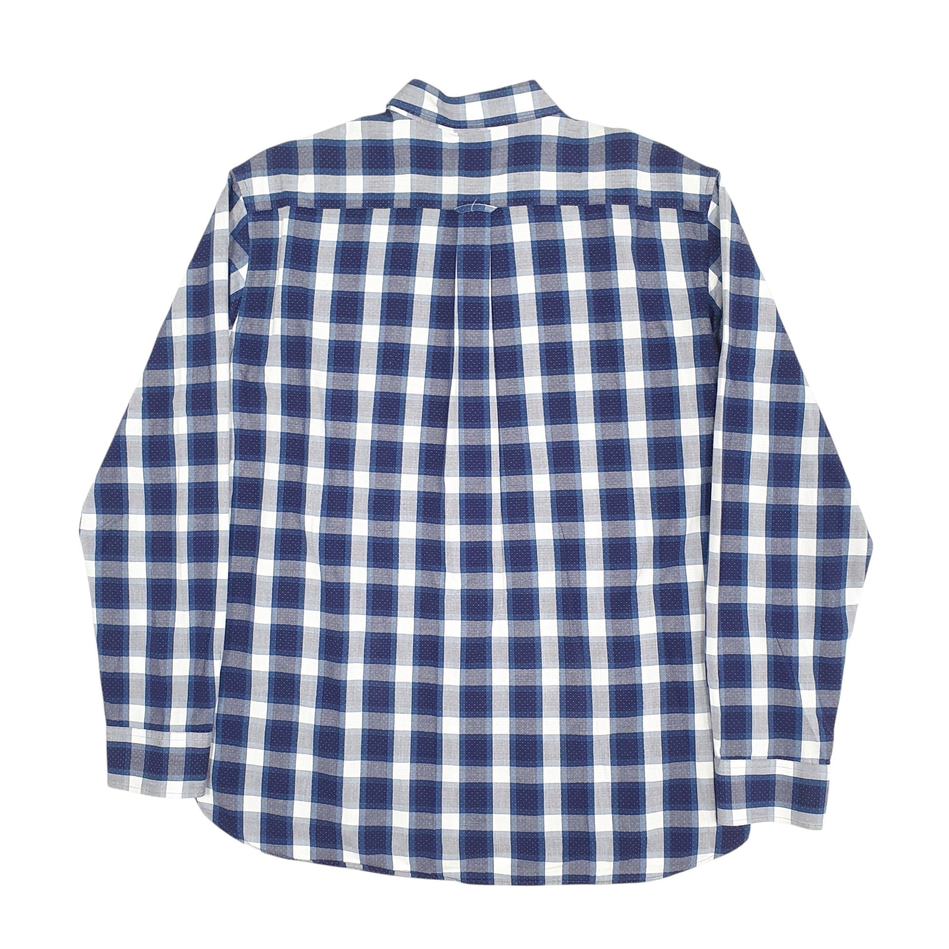 Mens Navy GANT Dobby Plaid Long Sleeve Shirt