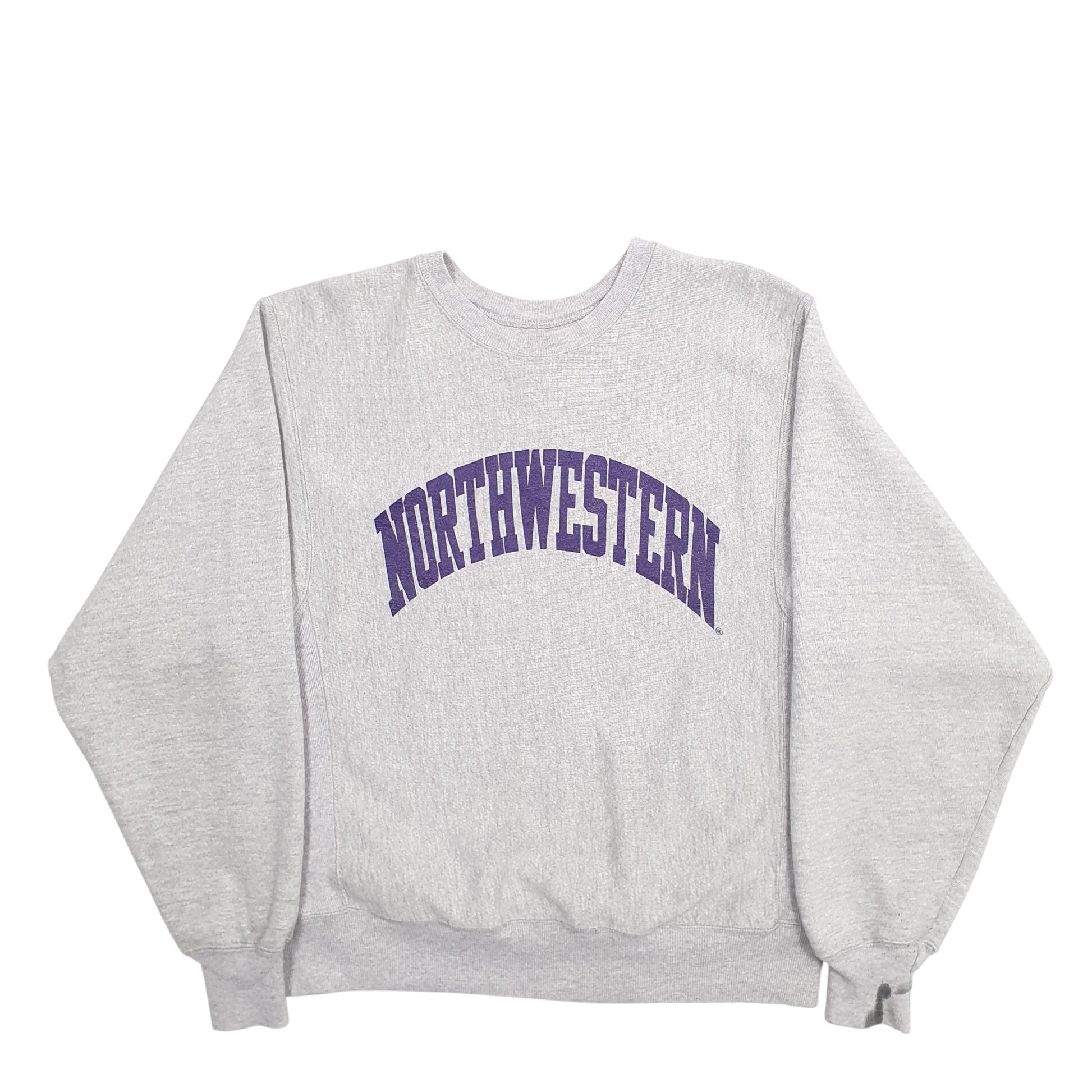 Mens Grey Champion Reverse Weave Northwestern Spellout Crewneck Jumper