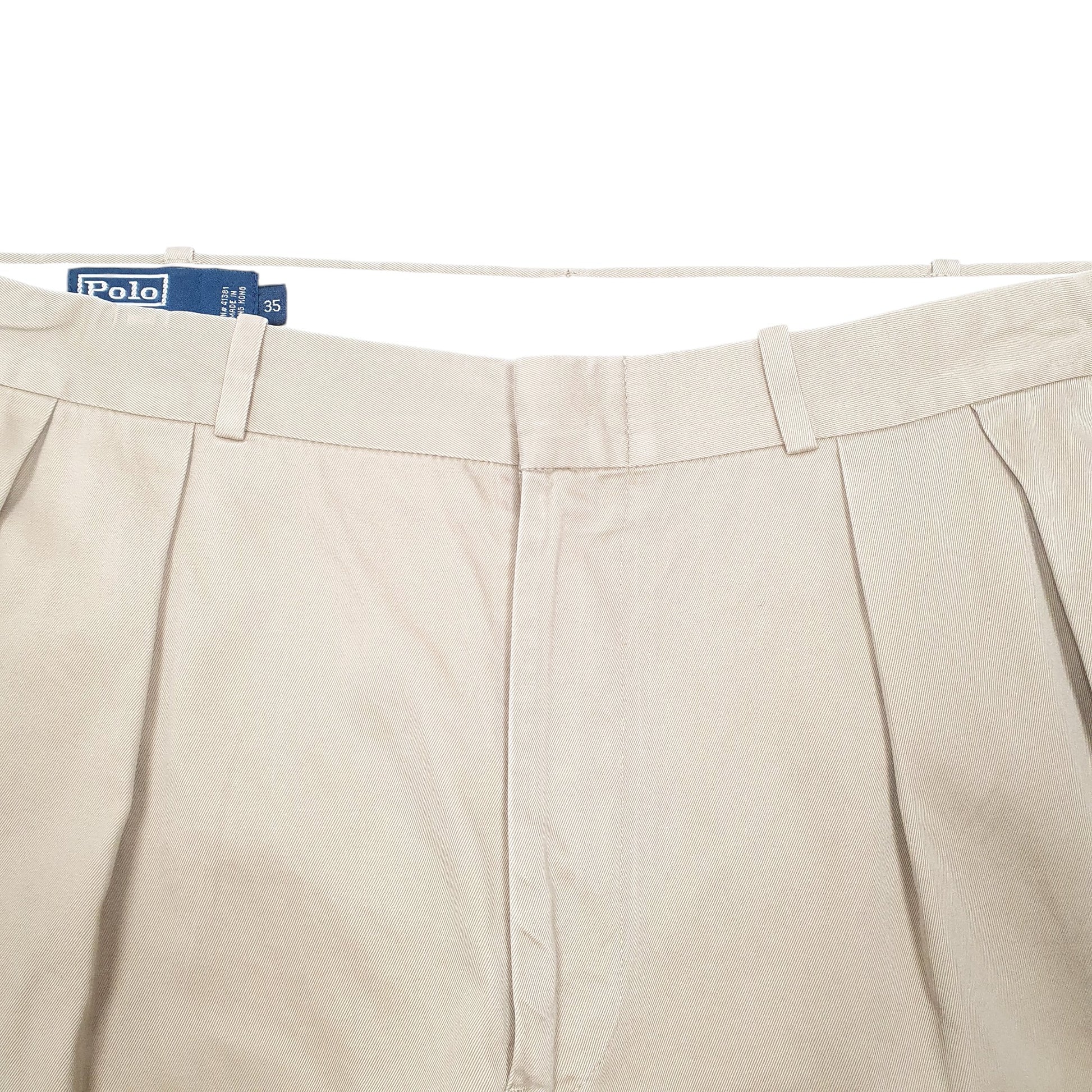 Mens Beige Polo Ralph Lauren Vintage Double Pleated Chino Trousers