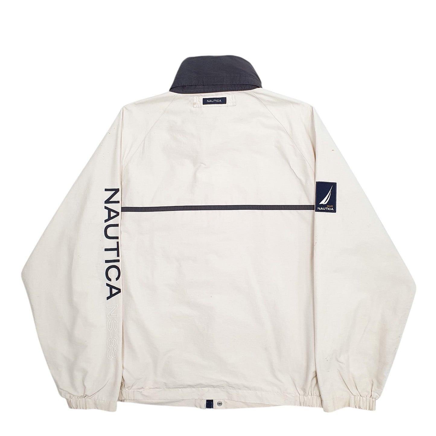 Mens Beige Nautica Spellout Full Zip Coat