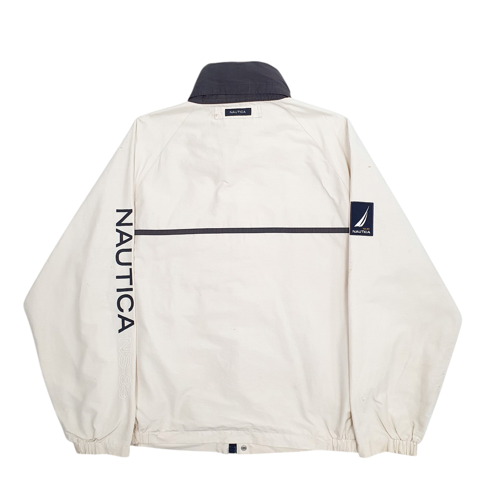 Mens Beige Nautica Spellout Full Zip Coat