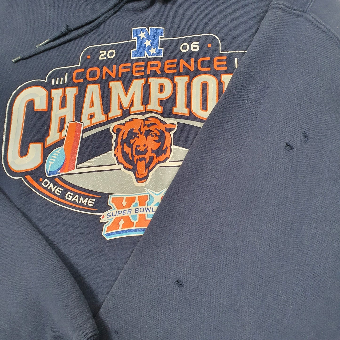 Mens Navy Reebok Chicago Bears Superbowl 2006 Vintage Hoodie Jumper
