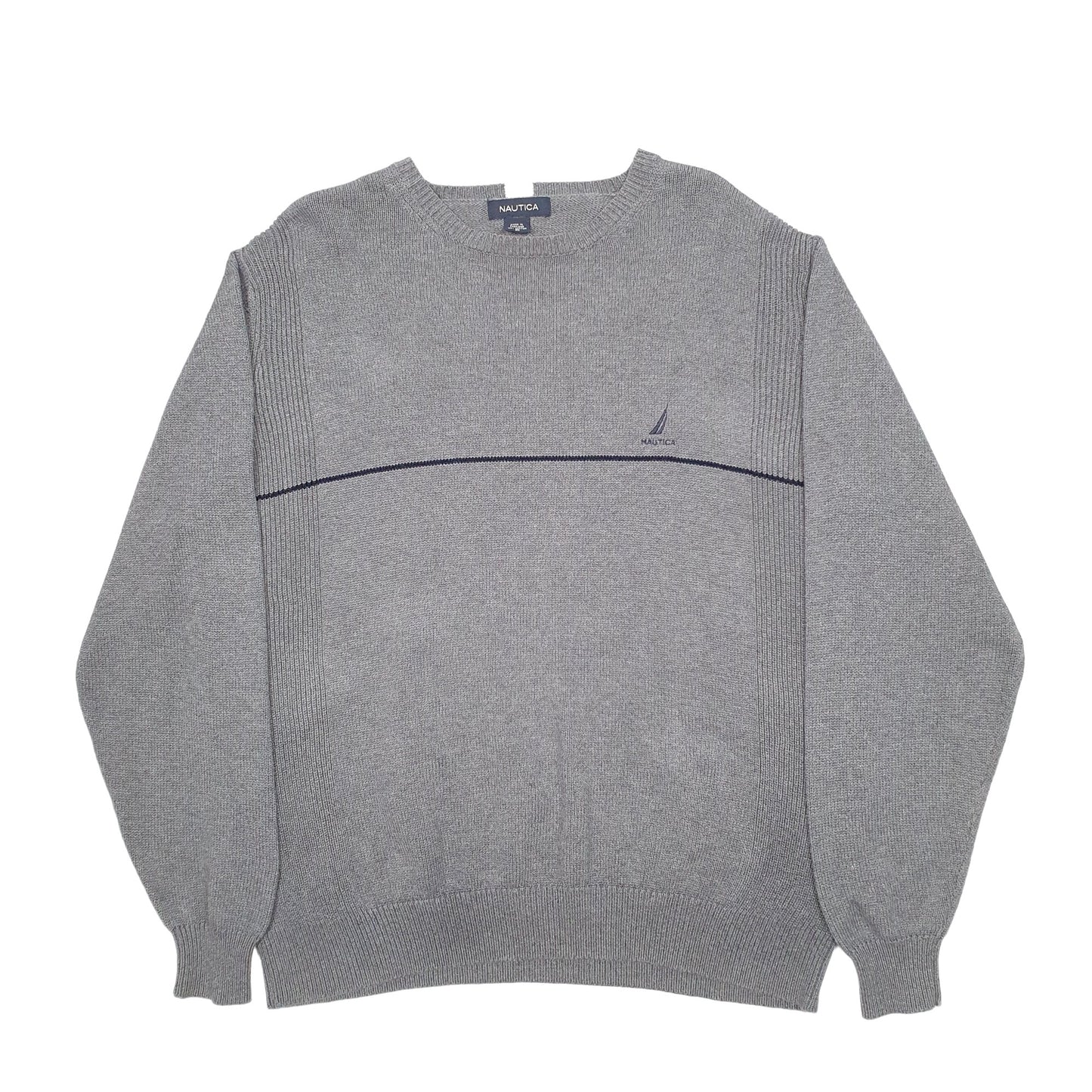 Mens Grey Nautica Knit Crewneck Jumper