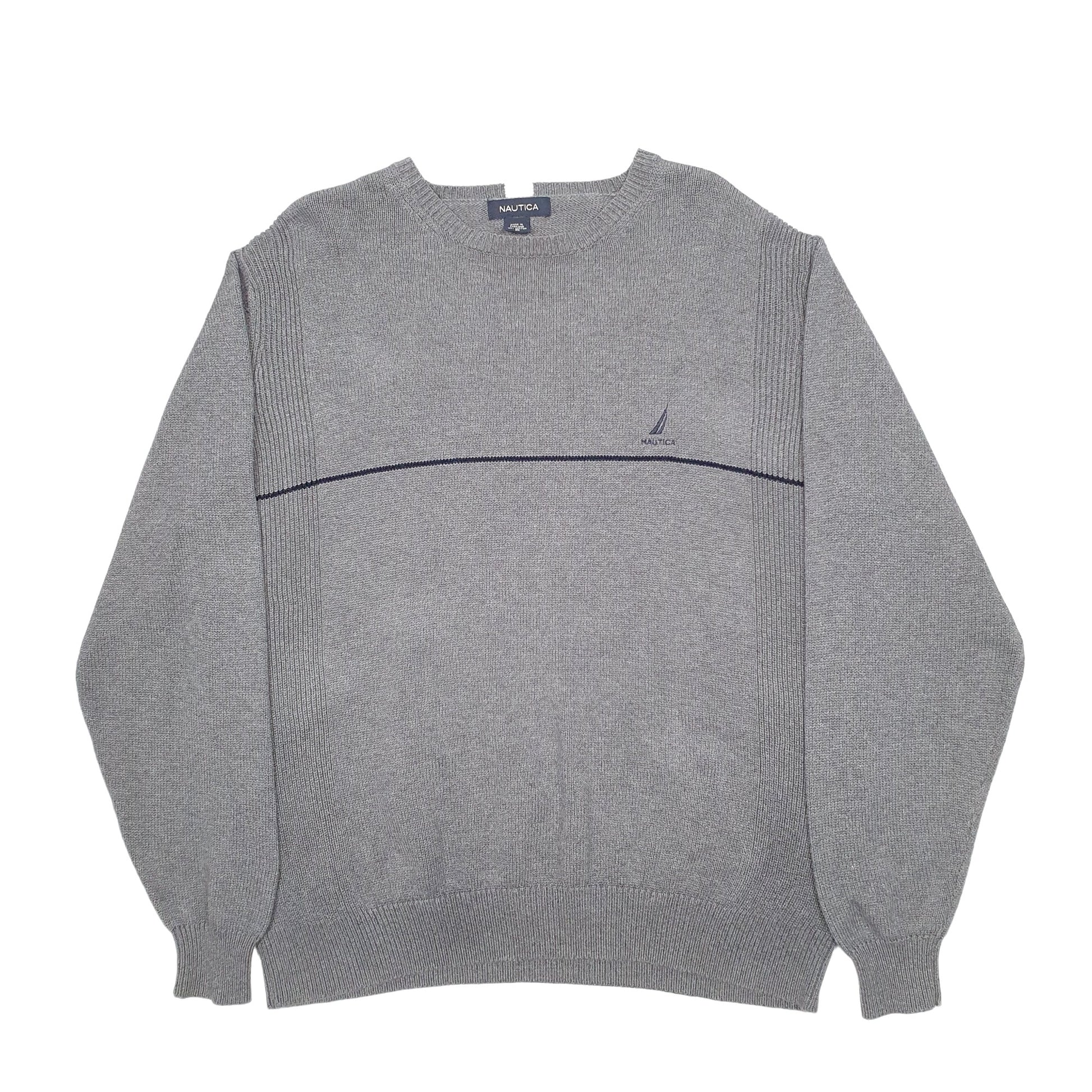 Mens Grey Nautica Knit Crewneck Jumper