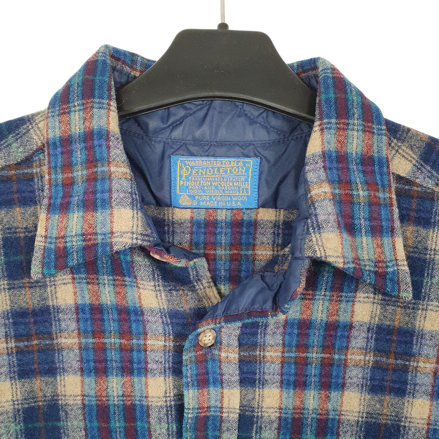 Mens Blue Pendleton Vintage Made In USA Overshirt Long Sleeve Shirt