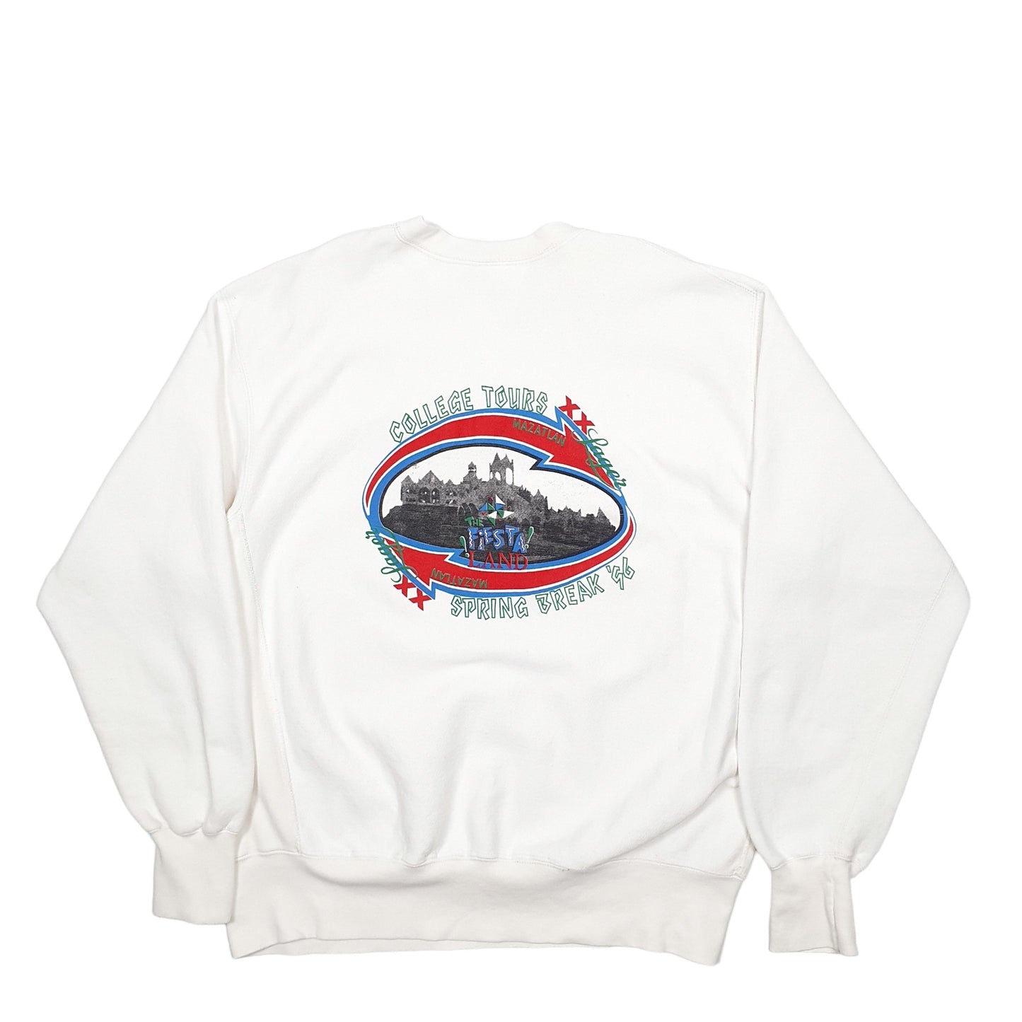 Mens White Lee Vintage 90's Crewneck Jumper
