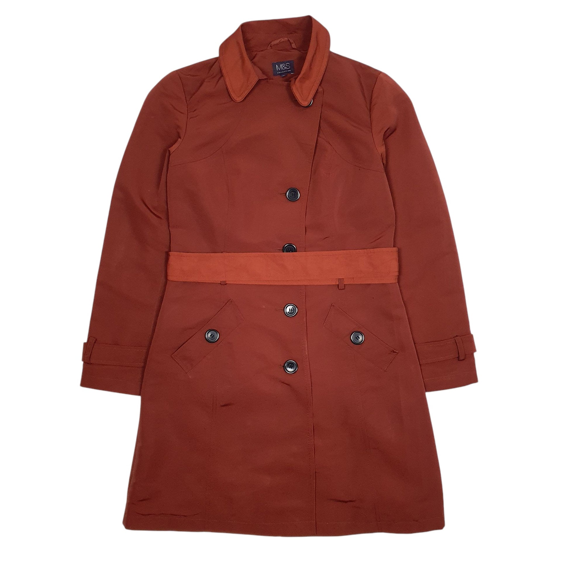 Womens Brown M&S Longlined Quarter Zip Coat