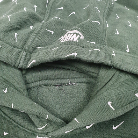 Mens Green Nike Swoosh Print Hoodie Jumper