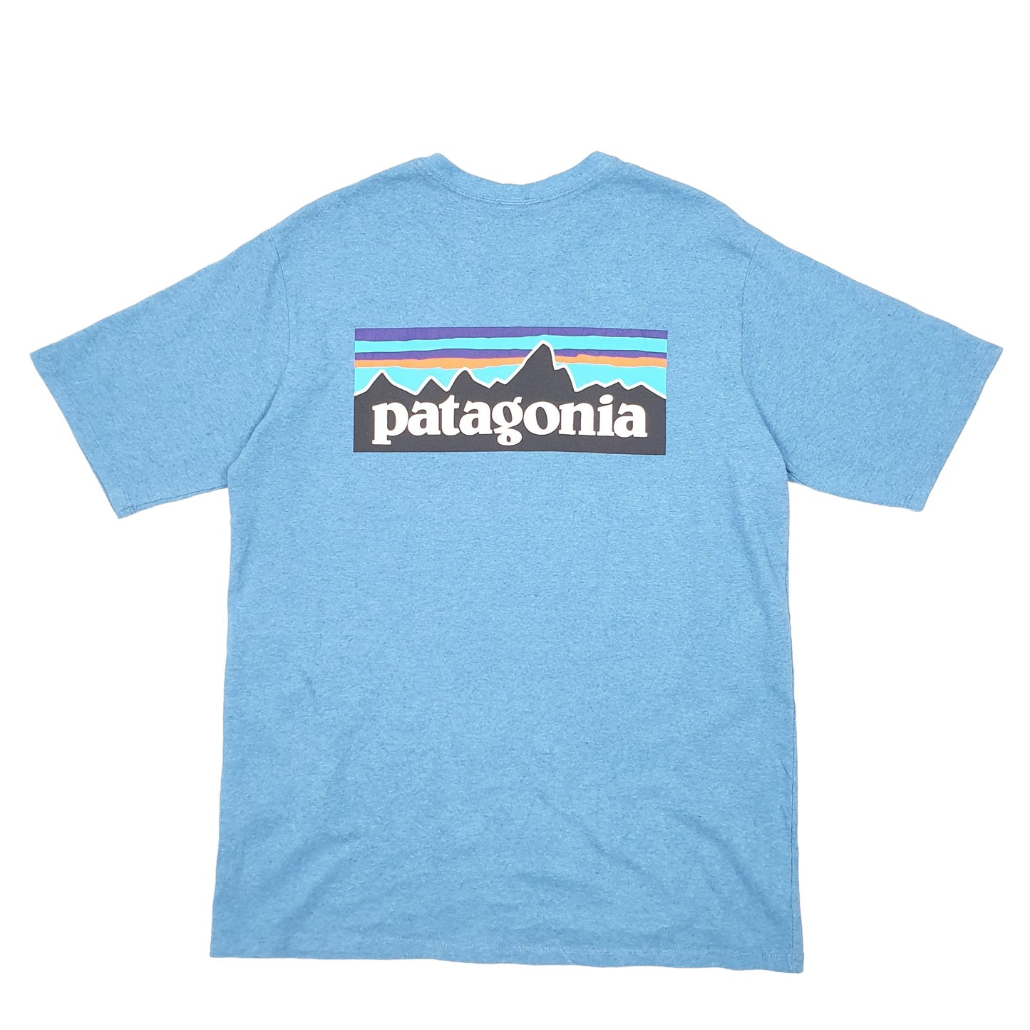 Mens Blue Patagonia Responsible Tee Spellout Short Sleeve T Shirt