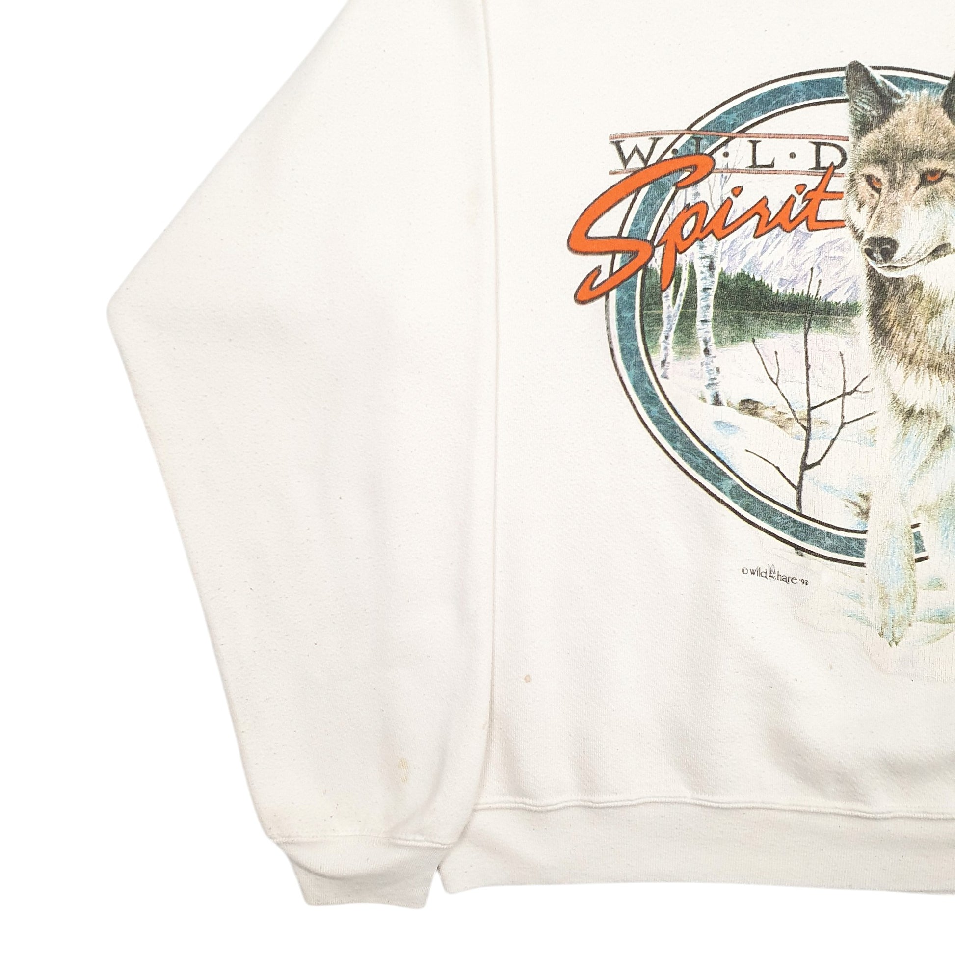Mens Cream Alore Wild Spirit Wolves Made In USA Crewneck Jumper