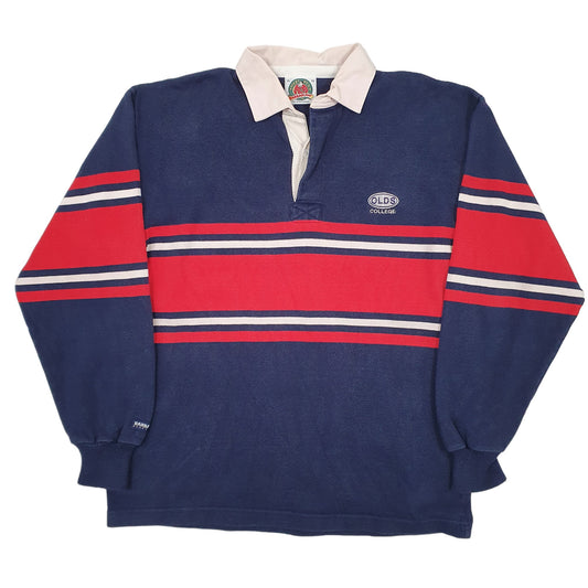 Mens Navy Barbarian Rugby Olds College Long Sleeve Polo Shirt