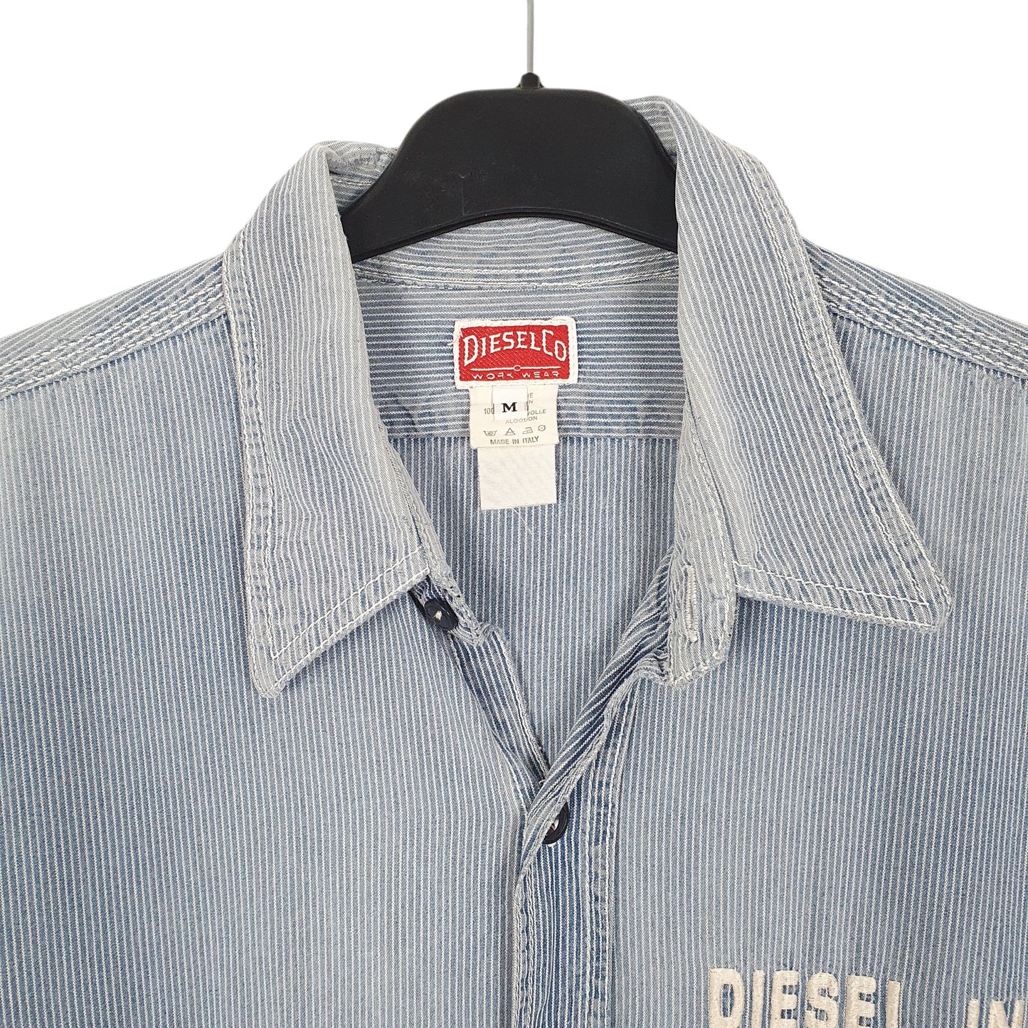 Mens Blue Diesel Workwear Garage Mechanic Hickory Railroad Long Sleeve Shirt