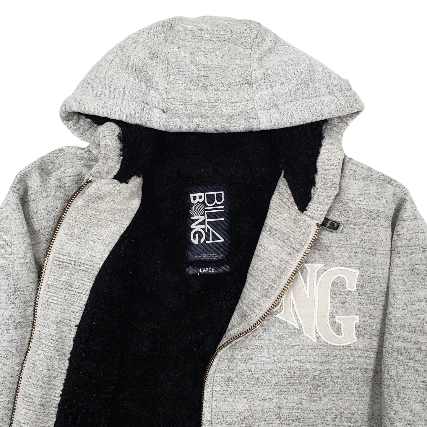 Mens Grey Billabong Fleece Lined Full Zip Jumper