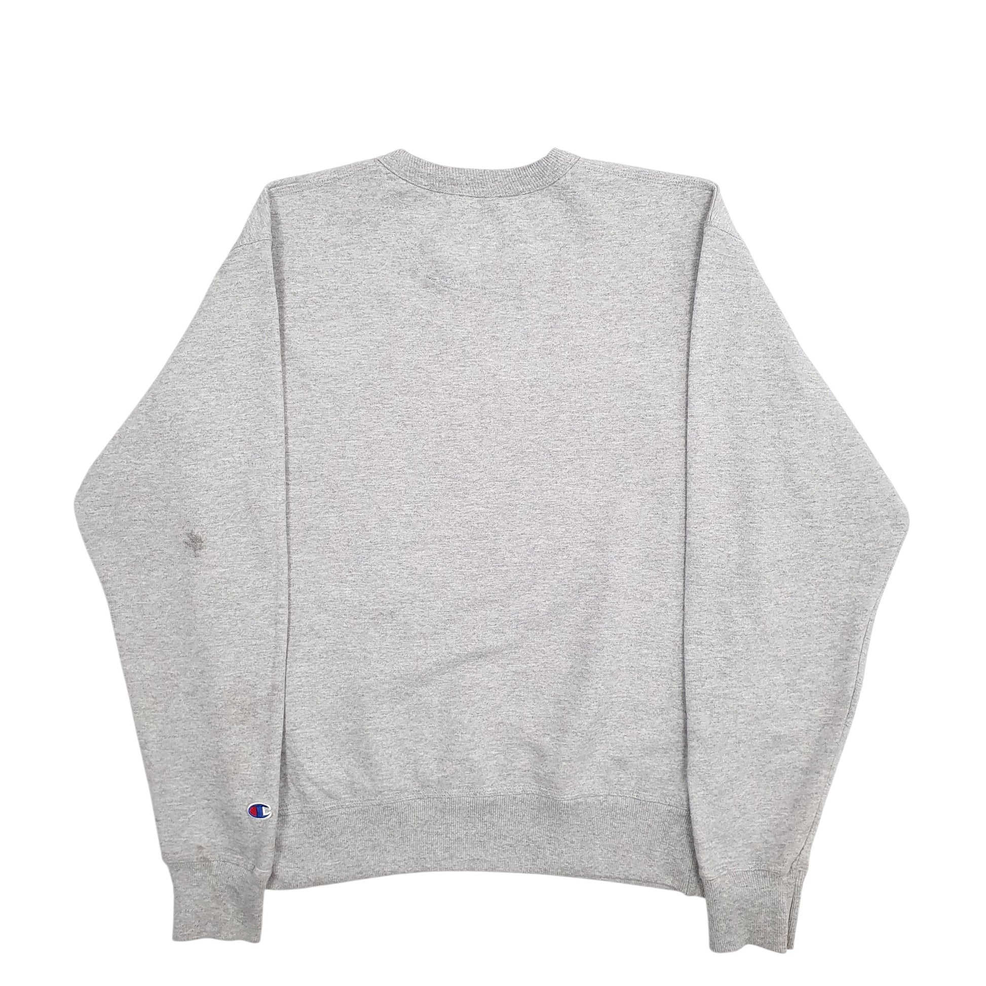 Mens Grey Champion Spellout Crewneck Jumper