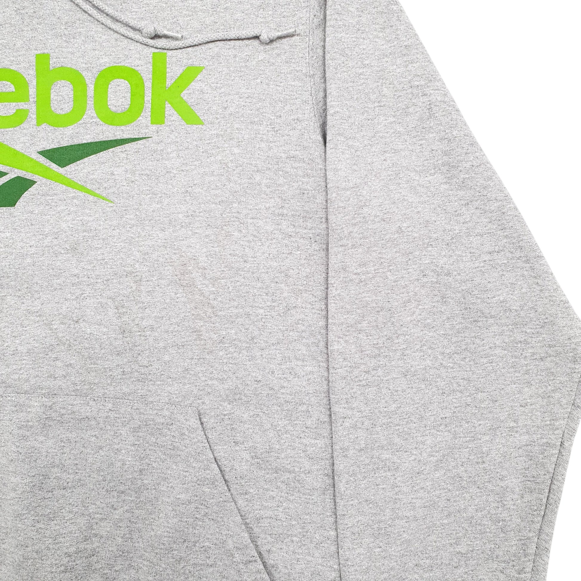 Mens Grey Reebok Spellout Hoodie Jumper