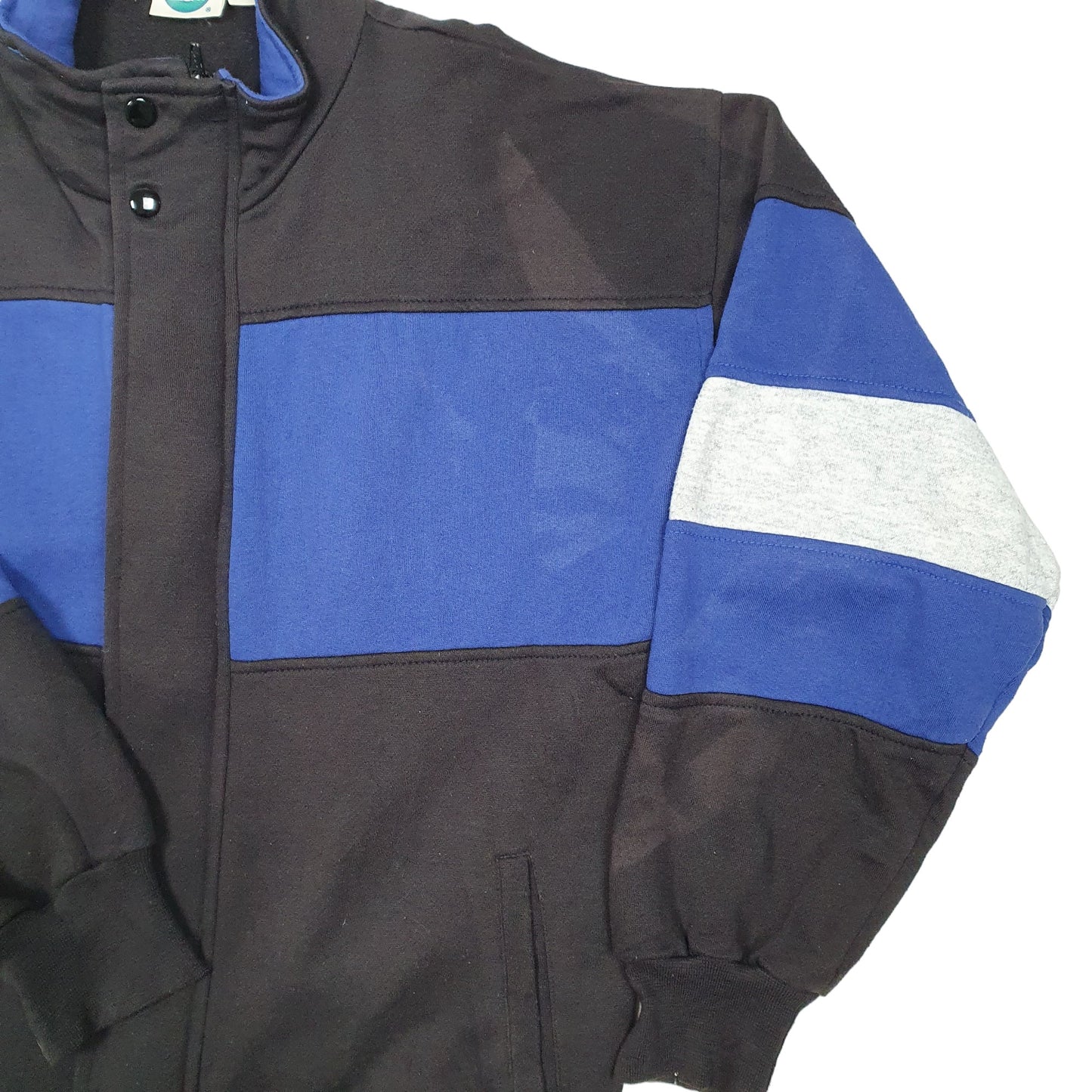 Mens Black Track And Court Sweat Top Bomber Full Zip Jumper