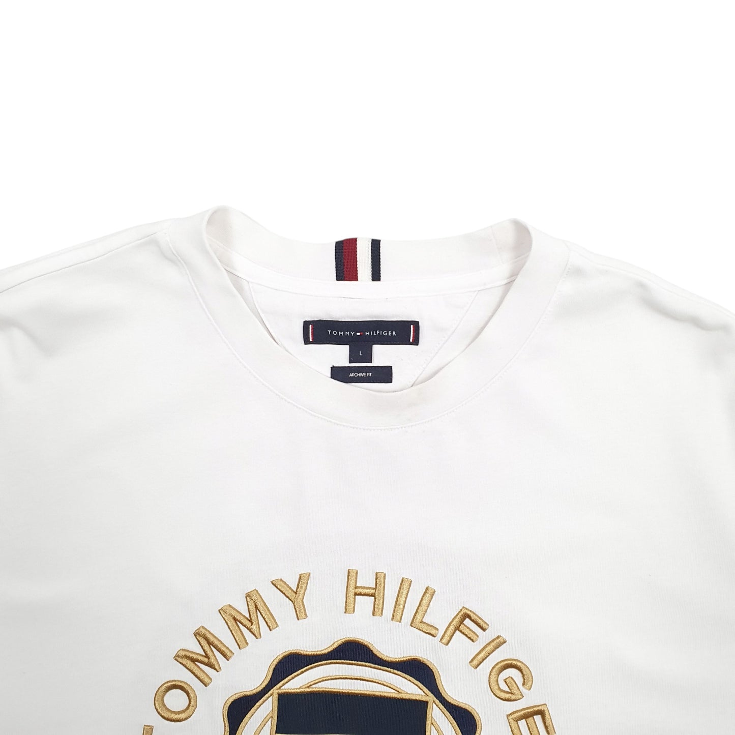 Mens White Tommy Hilfiger Spellout Short Sleeve T Shirt