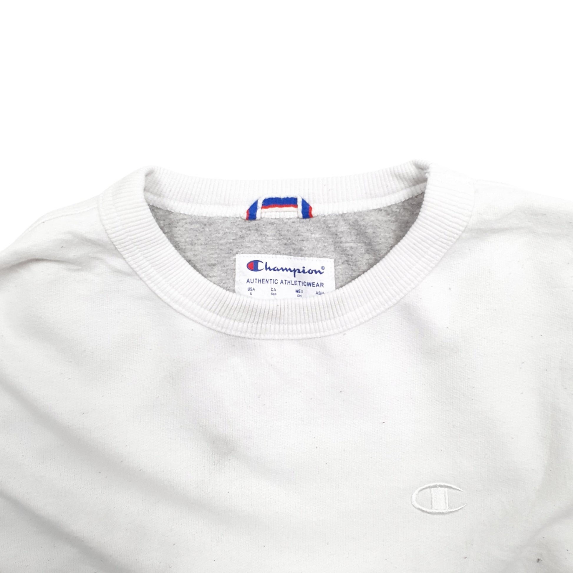 Mens White Champion  Crewneck Jumper