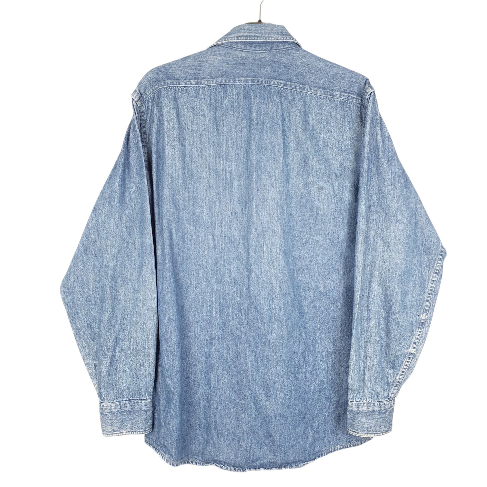 Mens Blue L.L.Bean Denim Overshirt Long Sleeve Shirt