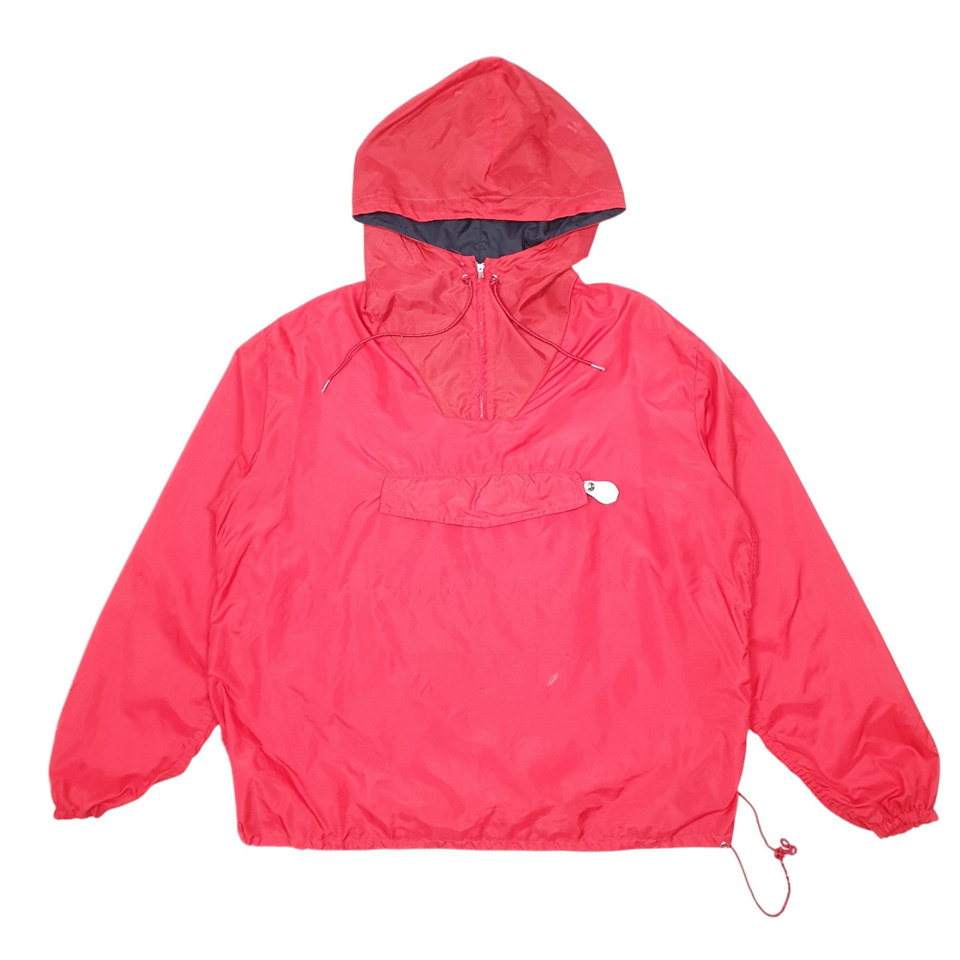 Womens Red Unbranded Vintage Smock Anorak Lightweight Pop Over V Neck Coat