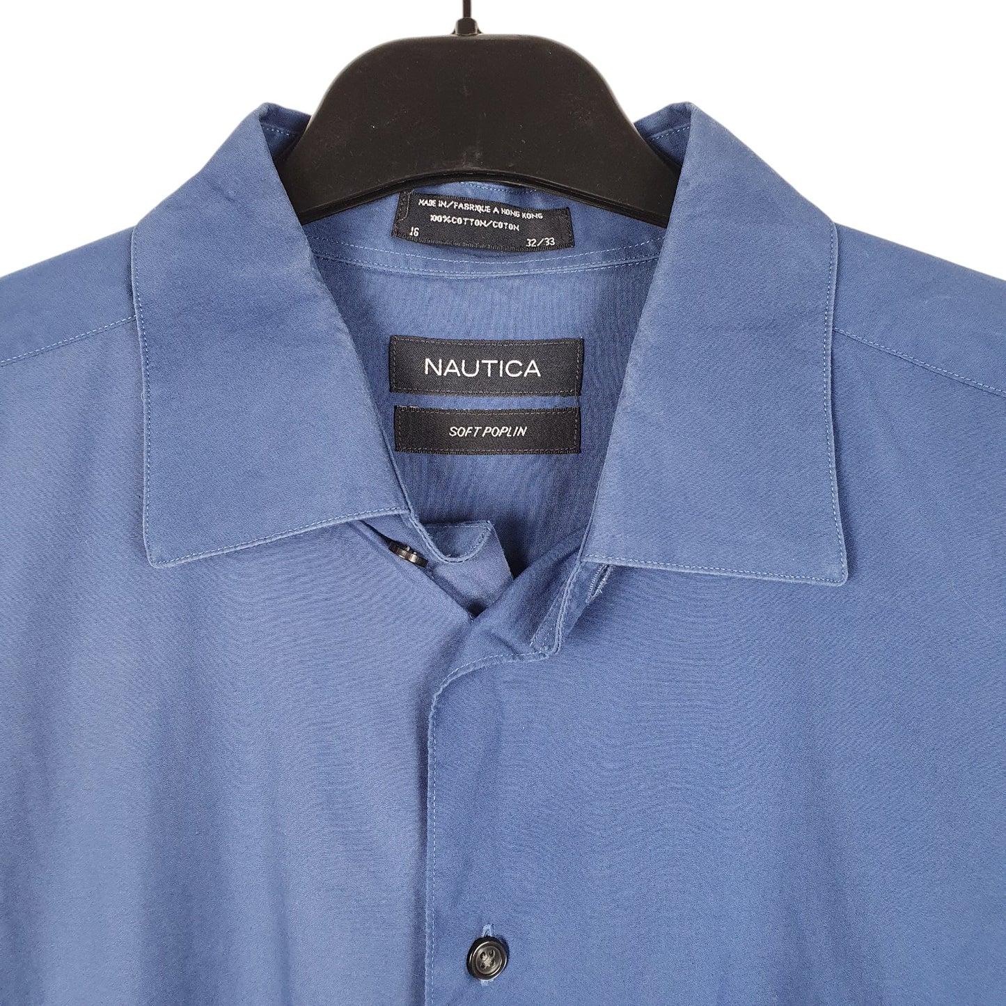 Mens Blue Nautica Soft Poplin Long Sleeve Shirt