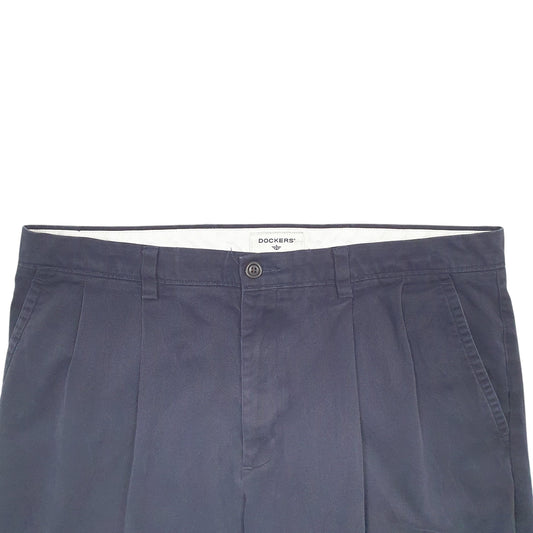 Mens Navy Dockers Double Pleated Chino Trousers