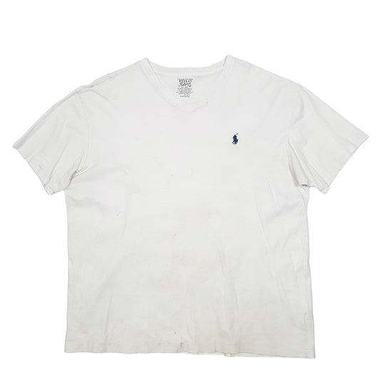 Mens White Polo Ralph Lauren V Neck Short Sleeve T Shirt