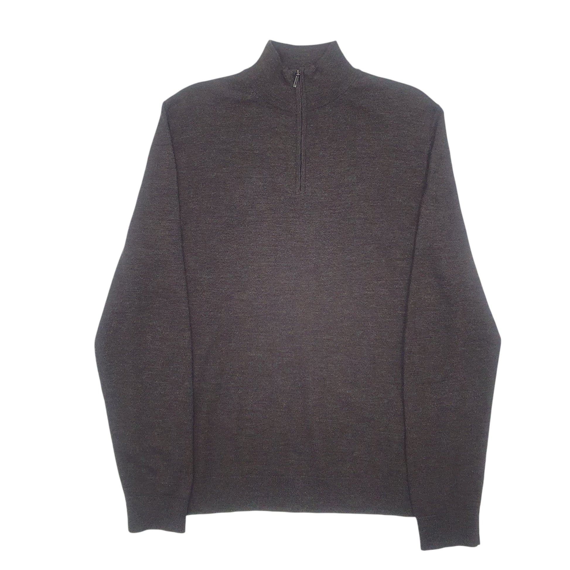 Mens Grey Moss Bros  Quarter Zip Jumper