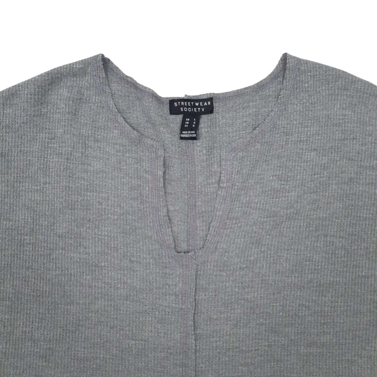 Womens Grey Streetwear Society Blouse Long Sleeve T Shirt