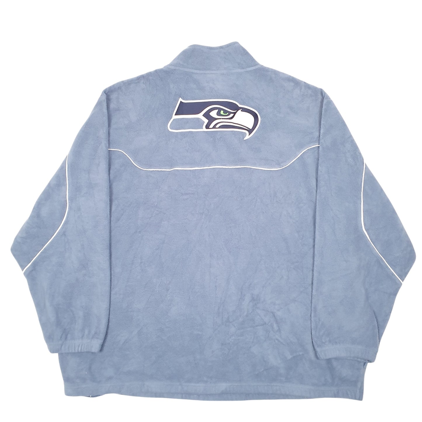 Mens Blue NFL Seattle Seahawks Football USA Spellout Quarter Zip Jumper