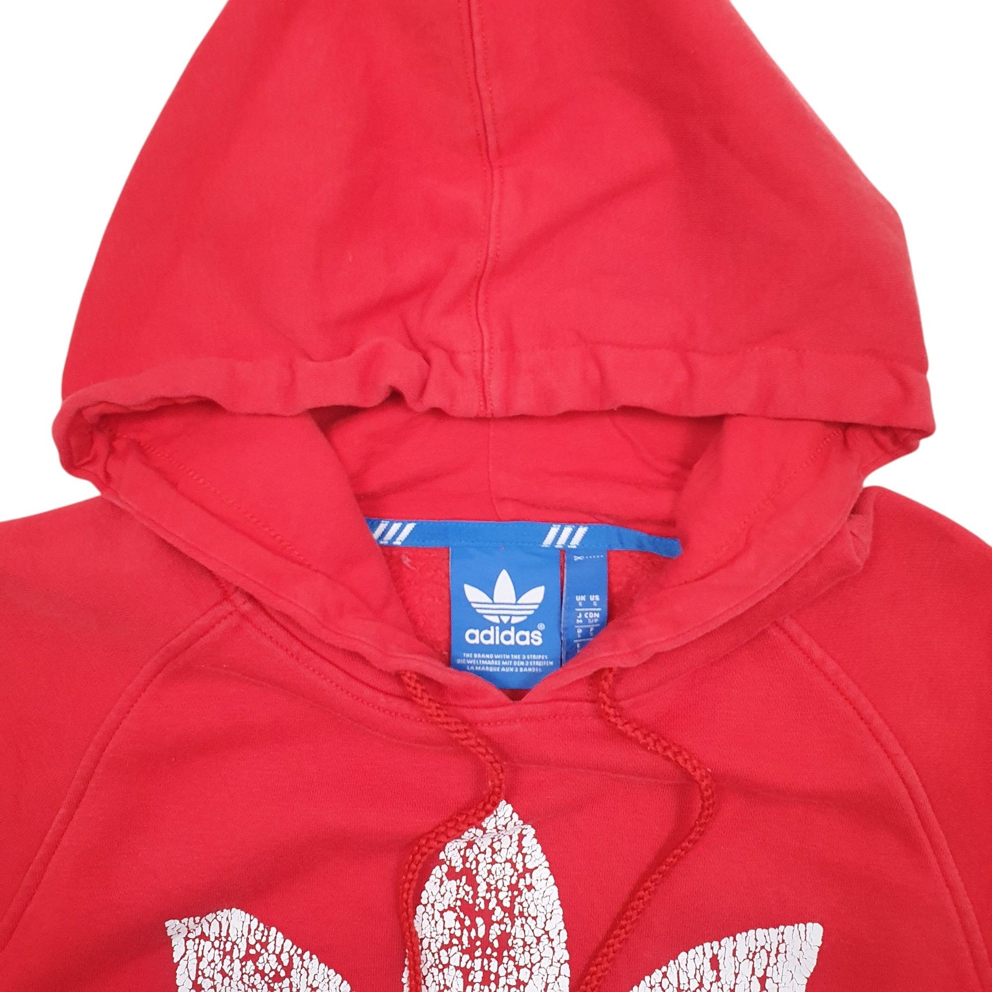 Mens Red Adidas Spellout Hoodie Jumper