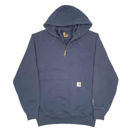 Mens Navy Carhartt Workwear Hoodie Quarter Zip Jumper