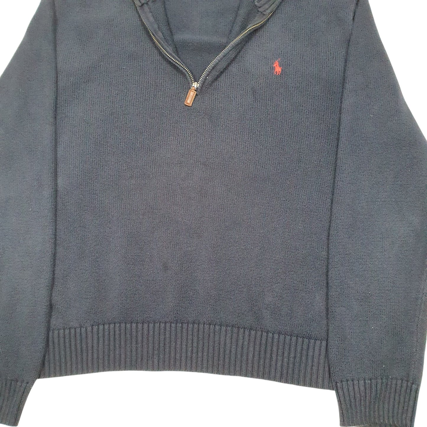 Mens Navy Polo Ralph Lauren Knit Quarter Zip Jumper