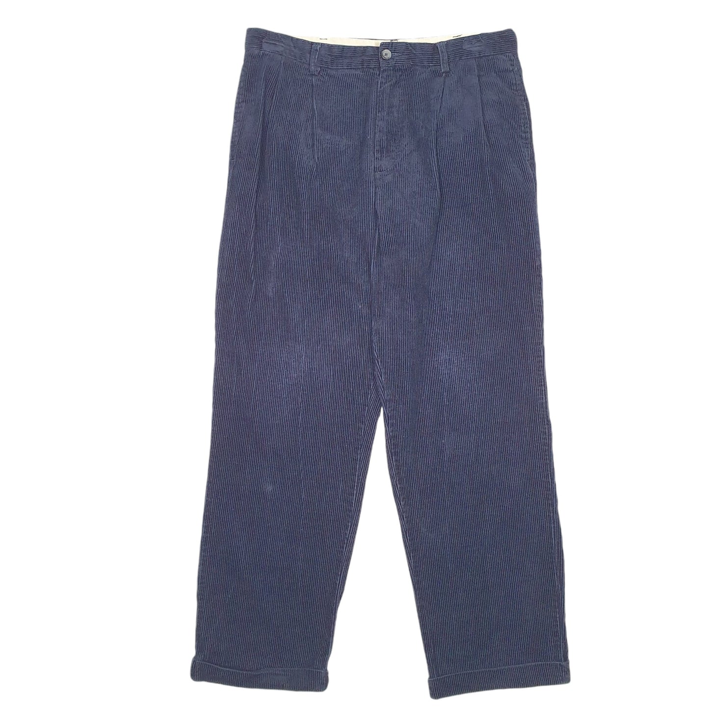 Mens Navy Izod Double Pleated Corduroy Trousers