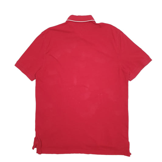 Mens Red Tommy Hilfiger Spellout Short Sleeve Polo Shirt