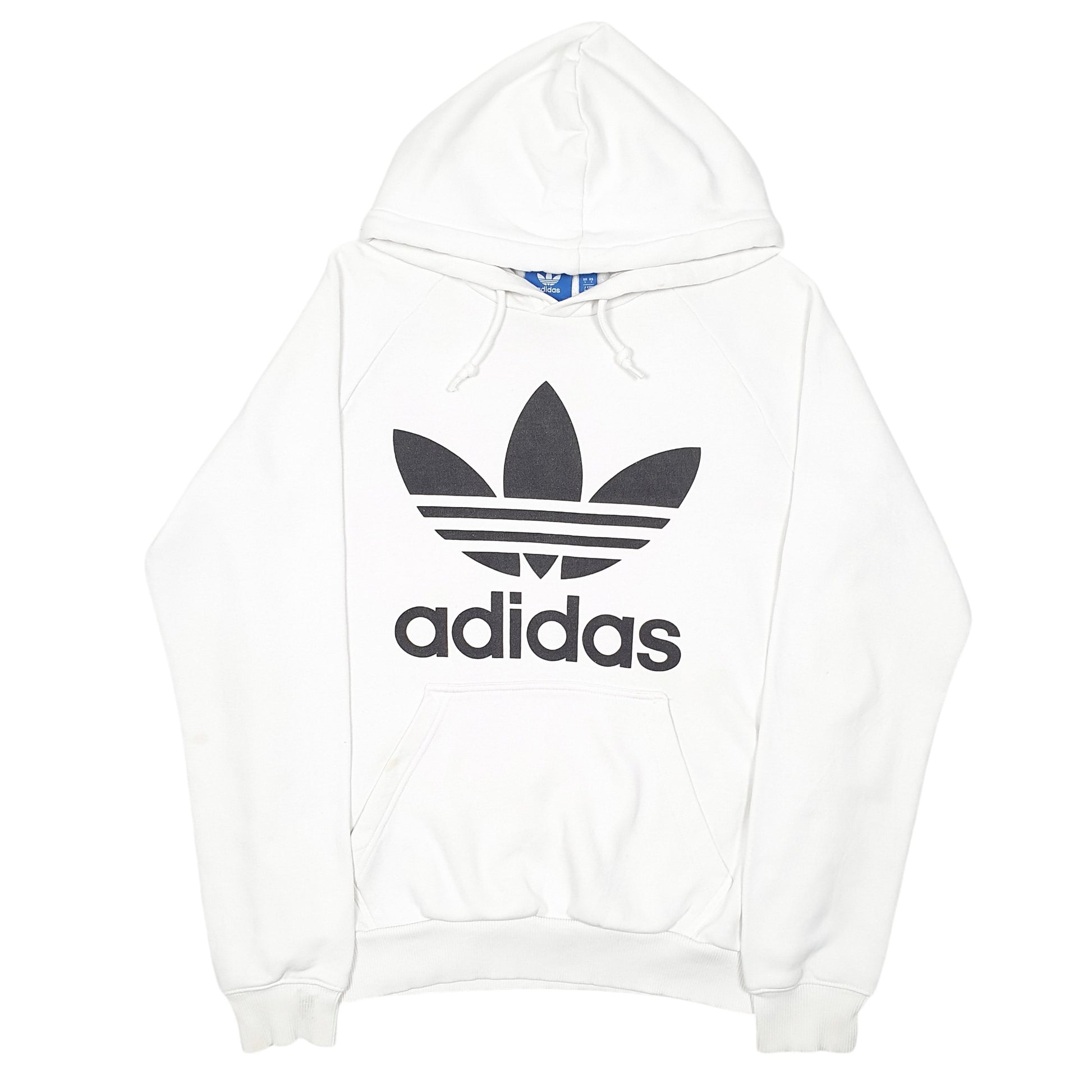 Mens White Adidas Spellout Hoodie Jumper