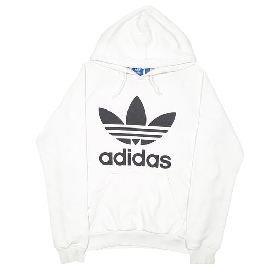 Mens White Adidas Spellout Hoodie Jumper