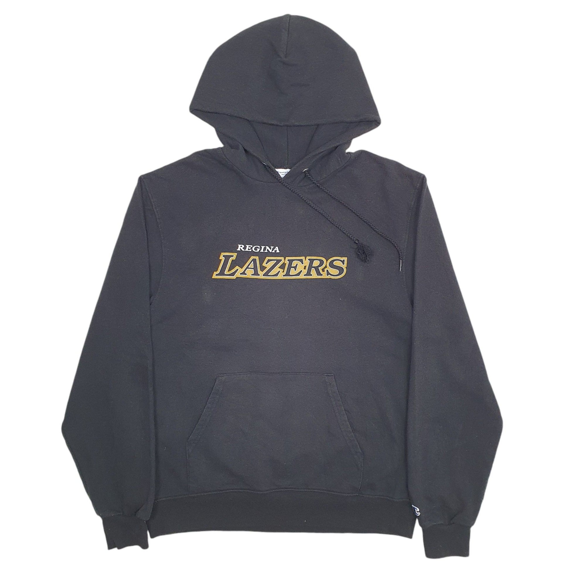 Mens Black Champion Regina Lazers Spellout Hoodie Jumper
