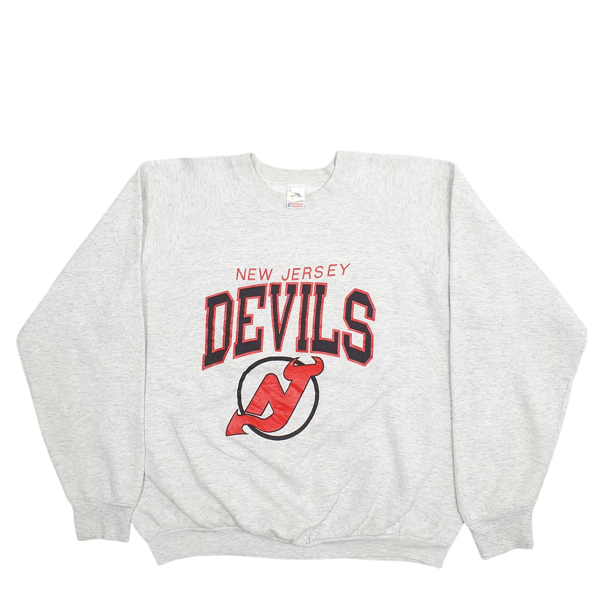 Mens Fruit Of The Loom Grey Crewneck New Jersey Devils NHL Hockey