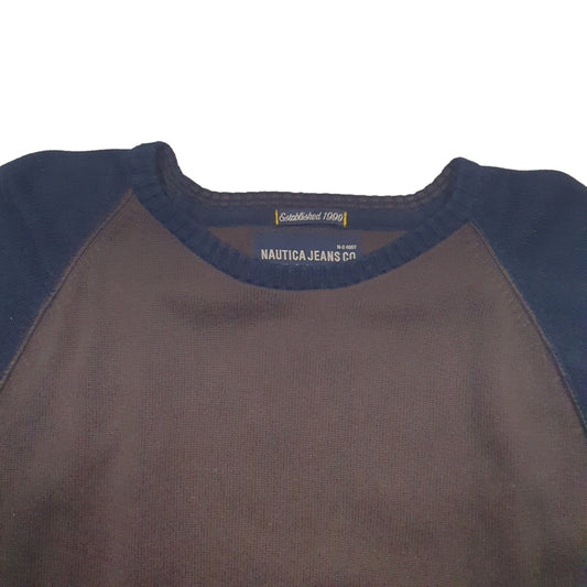 Mens Brown Nautica Knit Crewneck Jumper